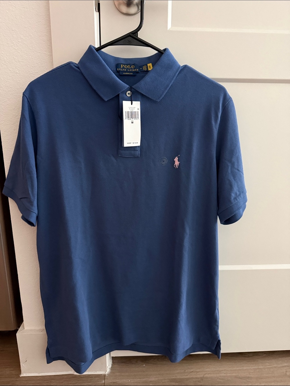 Polo by Ralph Lauren Navy Blue Short-Sleeve Polo with Pink Pony